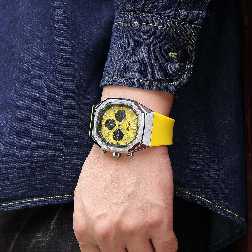 MEGIR Fashion Sport Military Watches for Men Luxury Quartz Wristwatch Silicone Strap Waterproof Date Clock 24-hour Reloj Hombre 2215