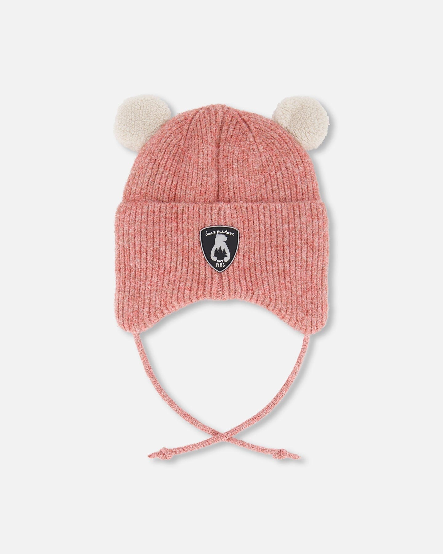 Lined Baby Winter Knit Hat With Ear Flaps Dusty Pink