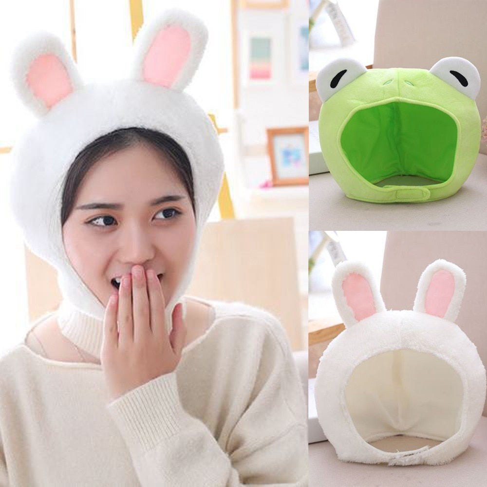 Funny Animal Cute Rabbit Ear Hat Cap Head Cover Plush Ear Hat Girl Dress Party women's hats bonnet femme Headwear caps 7.6